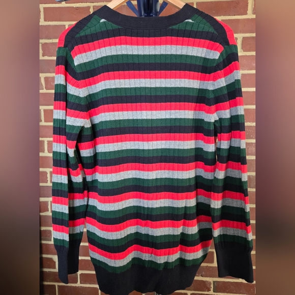 Anthropologie MOTH Cotton Blend Multicolor Striped Cardigan XL - Picture 4 of 7